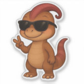 Dino Aufkleber – Kammli Cool mit Sonnenbrille (Vorderseite)