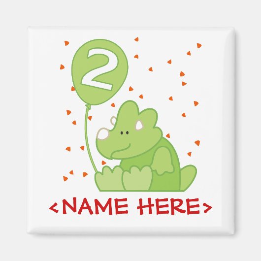 Dino Baby 2. Geburtstag Magnet (Vorne)