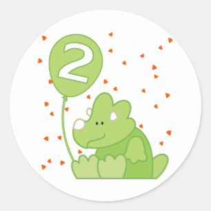 Dino Baby 2. Geburtstag Runder Aufkleber