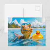 Dino Baden mit Rubber Duck Feiertagspostkarte (Vorne/Hinten)