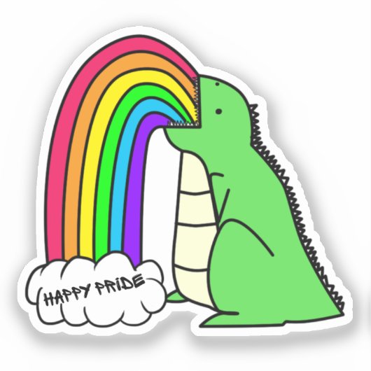 Dino Barfing Rainbows Sticker (Vorderseite)