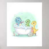 Dino Bath Squad Kids Bathroom Wall Art Poster (Vorne)