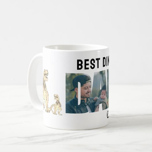 Dino Best Dad Ever Personalized Photo Kaffeetasse (Vorderseite Links)