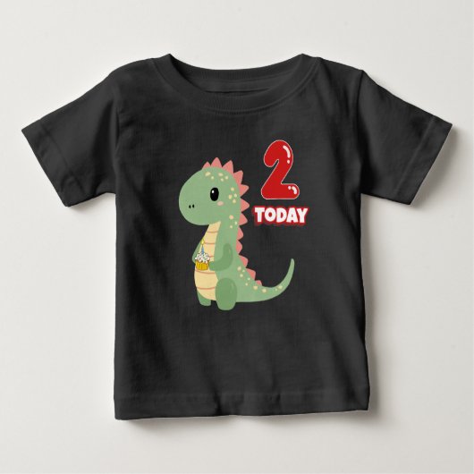 Dino Birthday 2 Heute Baby T-shirt (Vorderseite)