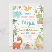 Dino Birthday Bash Einladung Spaß für Jungen (Vorderseite)