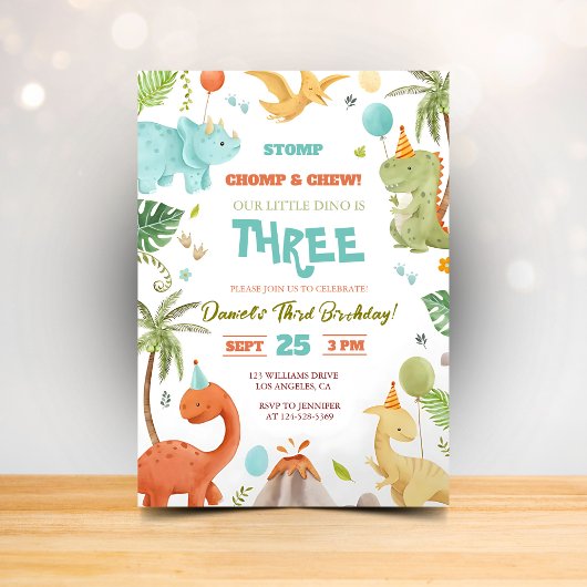 Dino Birthday Bash Einladung Spaß für Jungen