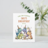 Dino Birthday Bash Postkarte (Stehend Vorderseite)