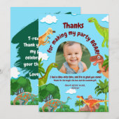 Dino Birthday Danke Karte - Kinder (Vorne/Hinten)