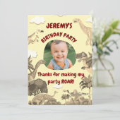 Dino Birthday Danke Karte - Kinder (Stehend Vorderseite)