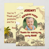 Dino Birthday Danke Karte - Kinder (Vorne/Hinten)