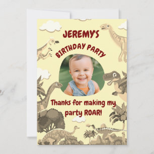 Dino Birthday Danke Karte - Kinder