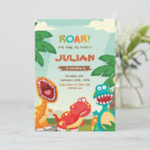 Dino Birthday Einladung Dinosaur Party (Stehend Vorderseite)