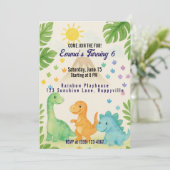 Dino Birthday Einladung für 6 Jahre alt (Stehend Vorderseite)