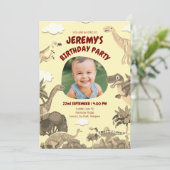Dino Birthday Einladung mit Foto - Baby | Kid Part (Stehend Vorderseite)