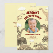 Dino Birthday Einladung mit Foto - Baby | Kid Part (Vorne/Hinten)