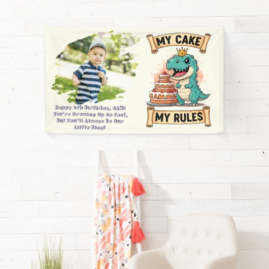 Dino Birthday King My Cake My Rules Banner (Insitu)