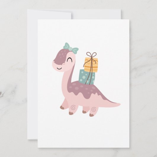 Dino Birthday Party Boho Einladung (Rückseite)