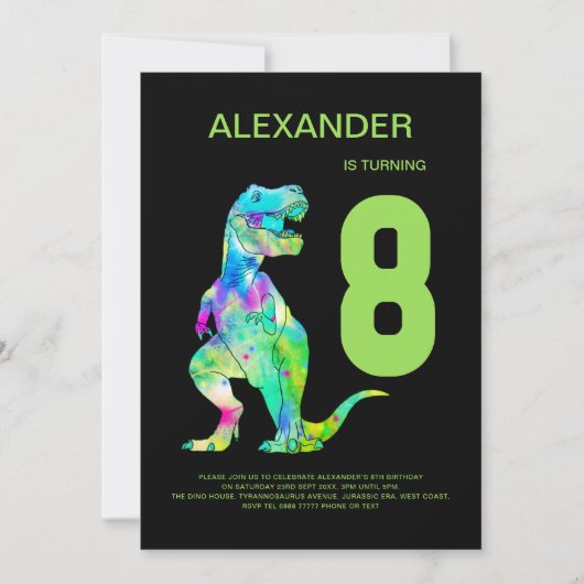 Dino Birthday Party Einladung (Vorderseite)