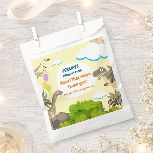 Dino Birthday Party für Bags Geschenktütchen (Ausgeschnitten)