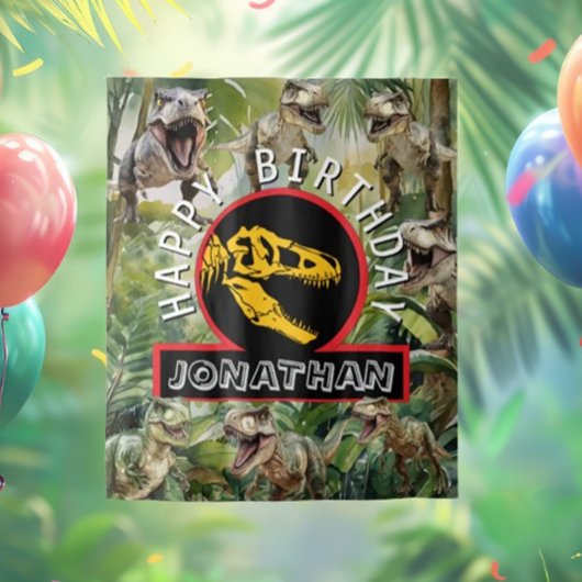 Dino Birthday Party im Hintergrund Wandteppich