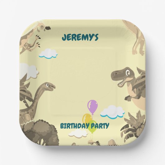 Dino Birthday Party Paper Plate Pappteller (Vorderseite)