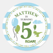 Dino Birthday Party Personalisiert Sticker (Vorderseite)