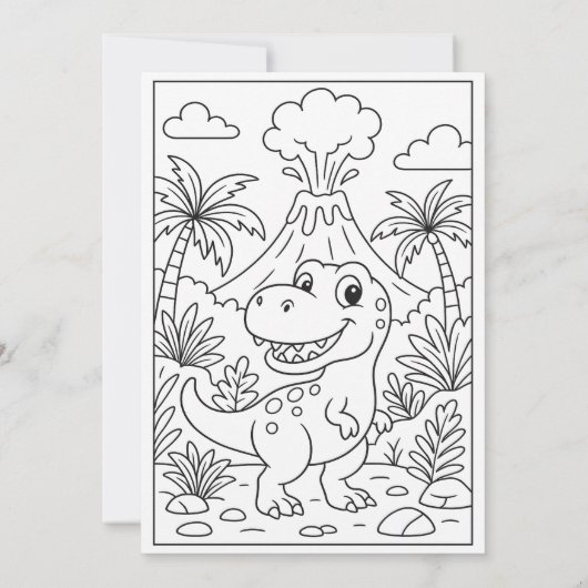 Dino Birthday Party with Balloons Einladung (Rückseite)