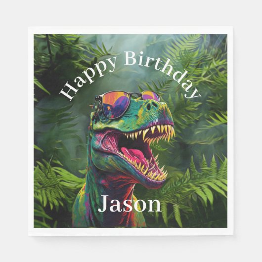 Dino Birthday Serviette (Vorderseite)