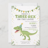 Dino Birthday Three-Rex Boy Invitation Einladung (Vorderseite)