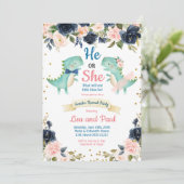 Dino Bowtie oder Tutu Dinosaur Gender Reveal Einladung (Stehend Vorderseite)