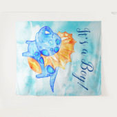 Dino Boy Baby Dusche Hintergrund Wandteppich (Vorderseite (Horizontal))