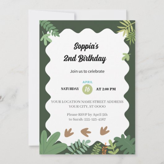 Dino Buddies Birthday Bash Einladung (Rückseite)