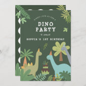 Dino Buddies Birthday Bash Einladung (Vorne/Hinten)