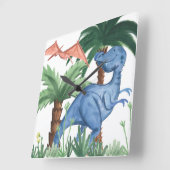 Dino Buddies I Quadratische Wanduhr (Winkel)