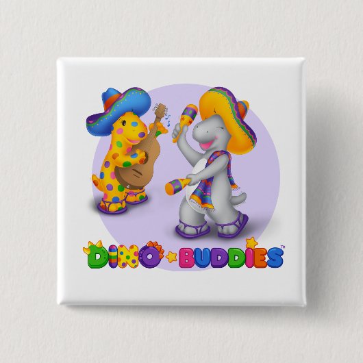 Dino-Buddies™ Knopf - Mariachi-Szene Button (Vorderseite)