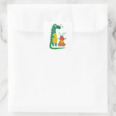 Dino & Capy Quadratischer Aufkleber (Tasche)