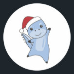 Dino Christmas Dinos Winter Animals Runder Aufkleber<br><div class="desc">Der Dinosaurier-Hund zu Weihnachten mit Feenlicht. Hübsche Tiere mit Geschenken und Schnee für den Urlaub. Auch lustig für Weihnachten im Juli. Dinos sind niedliche Tiere und perfekt zu Weihnachten.</div>