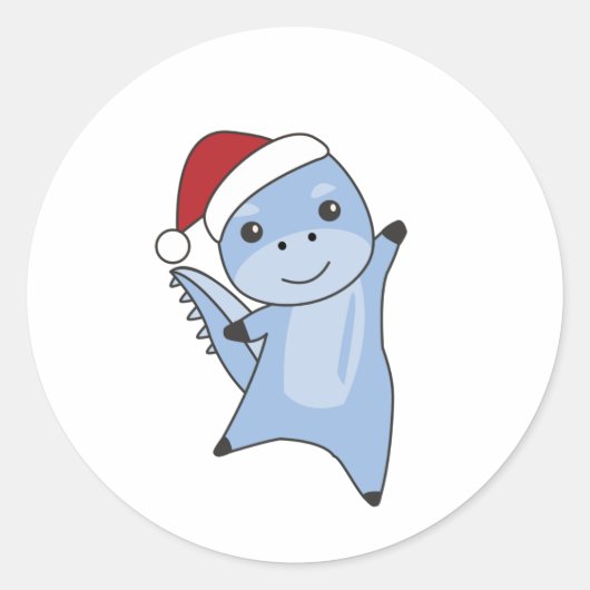 Dino Christmas Dinos Winter Animals Runder Aufkleber (Vorderseite)