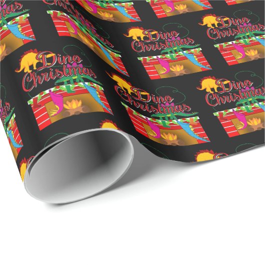 Dino Christmas - Dinosaurier-Strümpfe Geschenkpapier (Rolleneckpunkt)