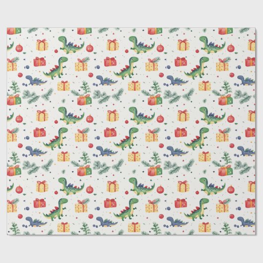 Dino Christmas Geschenkpapier (Flach)
