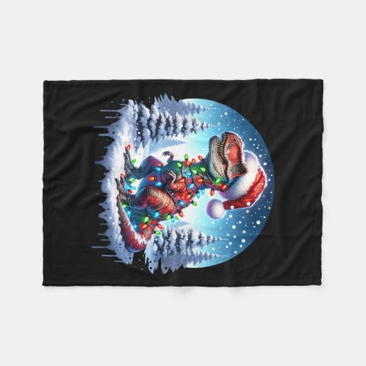 Dino Christmas T-rex Tyrannosaurus Rex Dino Xmas T Fleecedecke (Vorderseite (Horizontal))