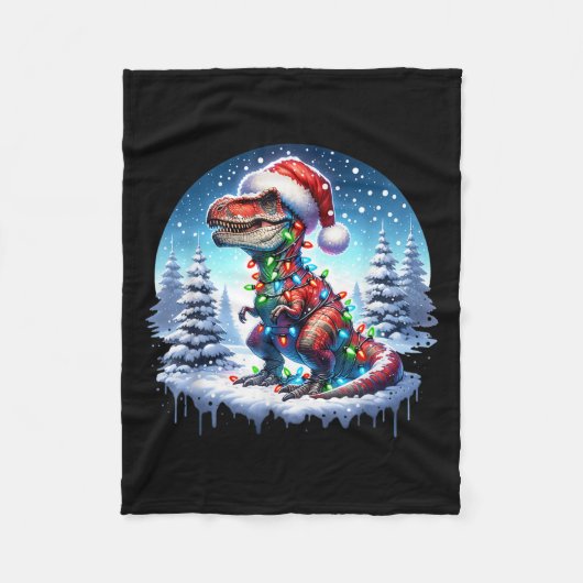 Dino Christmas T-rex Tyrannosaurus Rex Dino Xmas T Fleecedecke (Vorderseite)