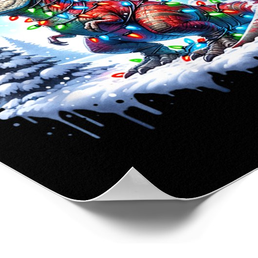 Dino Christmas T-rex Tyrannosaurus Rex Dino Xmas T Poster (Ecke)
