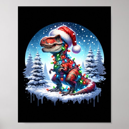 Dino Christmas T-rex Tyrannosaurus Rex Dino Xmas T Poster (Vorne)