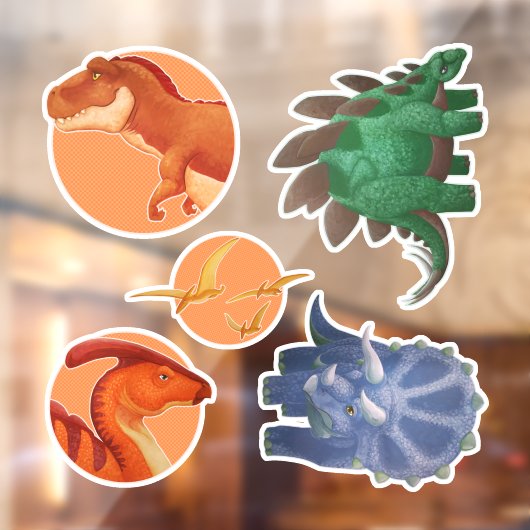 Dino Clings Fensteraufkleber (Blatt 2)