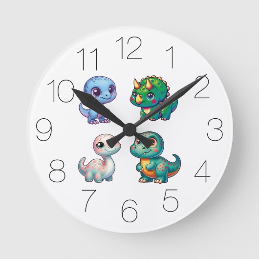 Dino Clock Runde Wanduhr (Vorderseite)