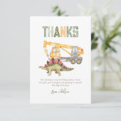 Dino Construction Party Vielen Dank Dankeskarte (Stehend Vorderseite)