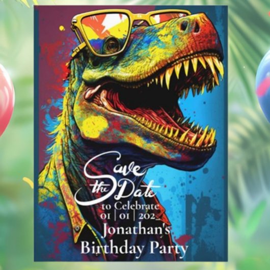 Dino Cool T-Rex Save the Date Postkarte