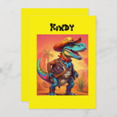 Dino Cowboy Einladung (Vorne/Hinten)