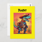 Dino Cowboy Postkarte (Vorne/Hinten)